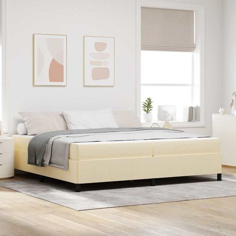 Cama tipo Box Spring Crema 200 x 200 cm tela (1/5)