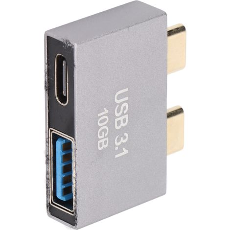 Station d'accueil double USB-C vers USB 3.1 pour MacBook Pro/Air - Hub de ports avec protection et transfert rapide
