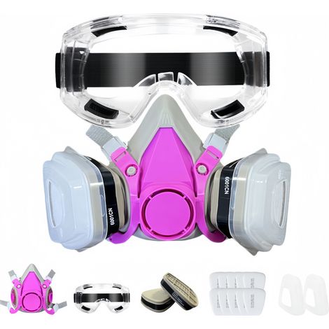 Pinkfarbene Halbgesichtsmaske gegen Umweltverschmutzung – Schutz vor Farben, Pestiziden, Industriestaub, Dämpfen, Nebel und Dekorationspartikeln – Inklusive 10 Filtern-lsw