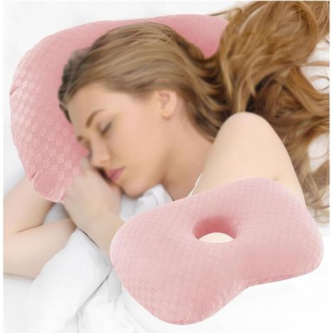 Almohadilla perforada para los oídos, cómoda para usar al dormir de lado, que alivia eficazmente el dolor y la inflamación de los oídos. (1/4)