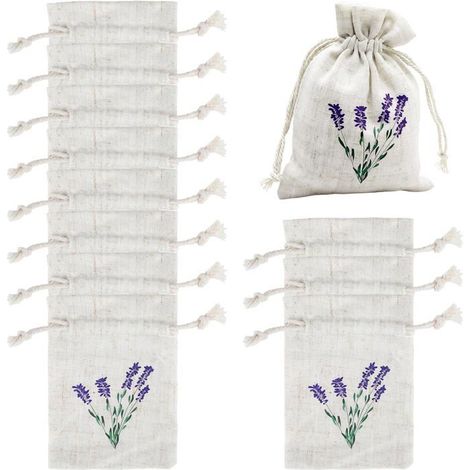 12 leere Lavendel-Stoffbeutel mit Kordelzug, geeignet für Schmuck, Bonbons und Kekse