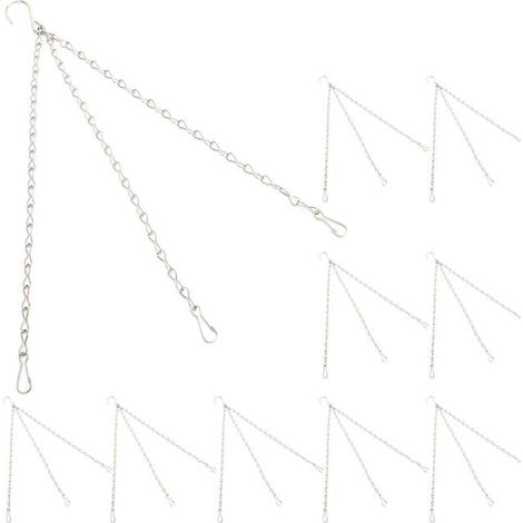 Catena portaoggetti con ganci, 10 pezzi, 8 fili singoli, in ferro, per vasi da fiori da giardino, appendini per piante, ricambio (1/5)