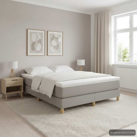vidaXL Estructura de cama con somier tela gris claro 140x200 cm (1/3)