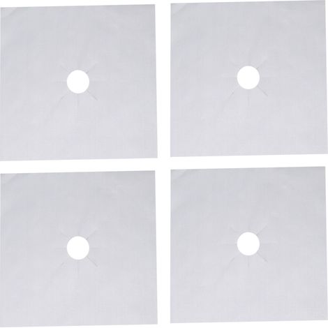 4-teiliges Set antihaftbeschichteter PTFE-Kochfeldabdeckungen, Schutzabdeckungen für 27x27cm Gaskochfelder, Schwarz, 0,1mm Beschichtung