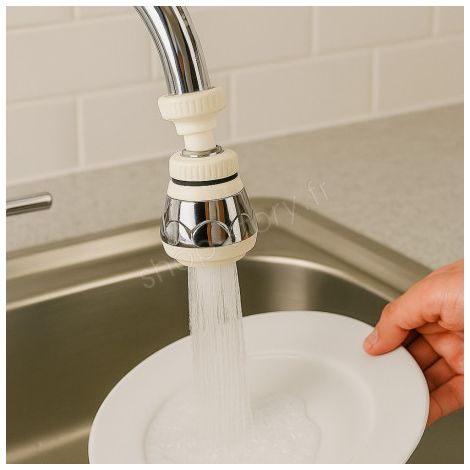 Embout Robinet 360° Chrome Blanc – Économie d'Eau & Filtration (1/5)