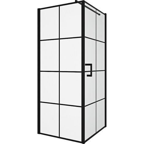 Porta per doccia fissa con porta a battente serigrafata  80 x 80 x 190 cm Nera opaca - CAPARICA