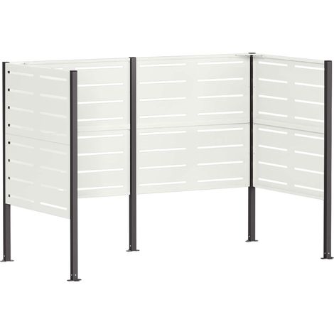 vidaXL Wheelie Bin Screen 167 x 85 x 113 cm Steel White