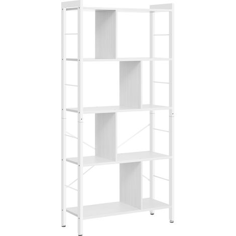 VASAGLE Étagère, Bibliothèque, Étagère de Bureau à 5 Niveaux, Étagère sur Pied, Bibliothèque Ouverte, Grande, Structure Métallique, Style Morderne, Blanc Érable et Blanc Nuage (1/5)