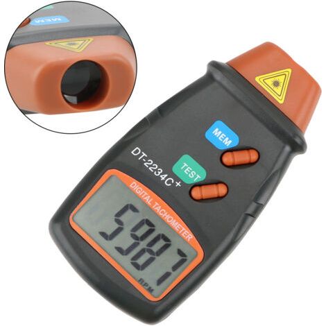 Tachymètre numérique, tachymètre laser sans contact, 2,5 à 99 999 tr/min, mesure avec bande réfléchissante (pile 9 V non incluse) (1/4)