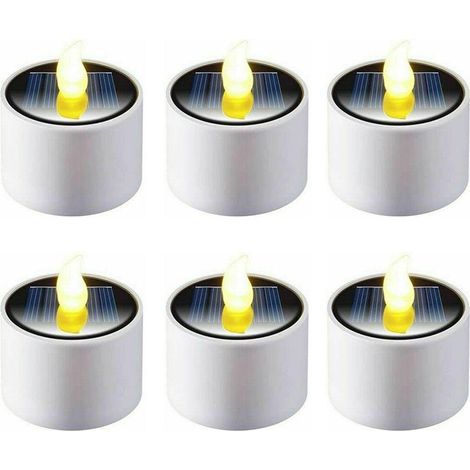 FancyGrab Lot de 6 bougies chauffe-plat LED solaires à effet flamme vacillante, lampe lanterne à économie d'énergie (1/5)