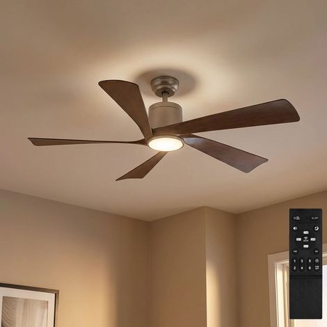 Lampada da soffitto a LED ventilatore da soffitto per soggiorno lampada dimmerabile in metallo marrone Ø 132 cm (1/5)