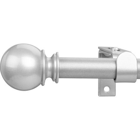 Tringle à rideaux réglable en acier inoxydable avec embouts ronds et supports et kit de ferrures Diamètre 16 mm Tringle décorative pour chambre à coucher Longueur 70-188 cm Argenté (1/5)