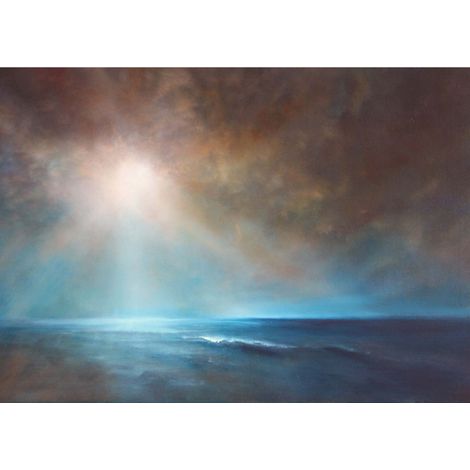 Tableau bord de mer lever de soleil | Tableau paysage mer pour salle de bain | Tableau sur toile idéal cuisine & salon 0,7 x 0,5 m (1/2)