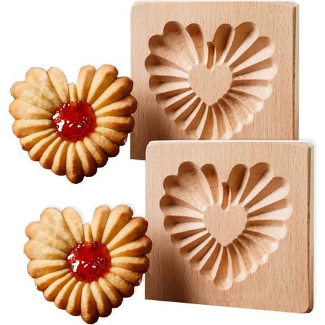 Emporte-pièces Halloween en bois lot de 2 moule à biscuits 3D gravé et en relief pour pâte à biscuits (1/5)