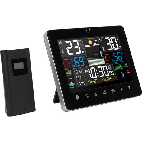 Thermomètre-hygromètre numérique intérieur/extérieur avec écran tactile couleur et station météorologique intégrée avec capteur extérieur sans fil (1/5)