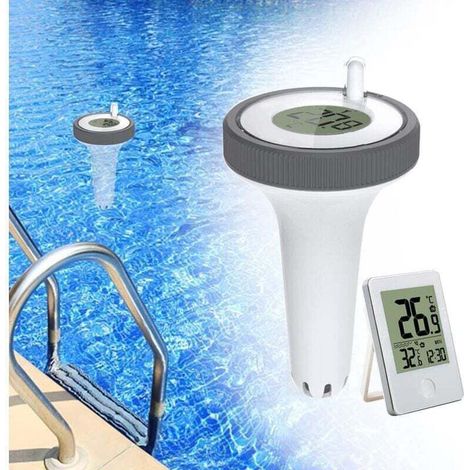 Piscine Thermomètre Flottant Jauge,Thermomètre Intérieur et Extérieur Flottant sans Fil,Thermomètre de Piscine Numérique avec écran LCD..DEBUNS (1/5)
