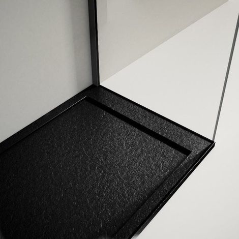Piatto doccia ultrasottile 70x150cm LUX in resina finitura ardesia nero