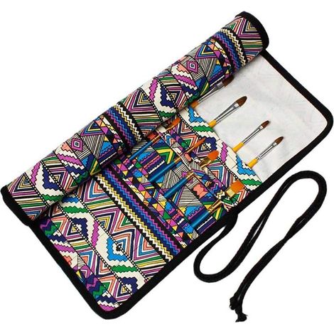 Sac de rangement pour pinceaux de type rouleau (rayures violettes),