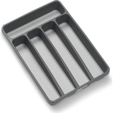 Bandeja para cubiertos de 5 compartimentos – Color granito, estilo clásico, organizador de cajones (1/5)