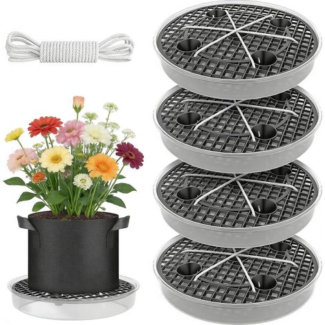 Lot de 4 soucoupes en tissu à arrosage automatique, 30 cm, système d'irrigation automatique pour plantes en pot, pots en tissu, jardins décoratifs (1/5)