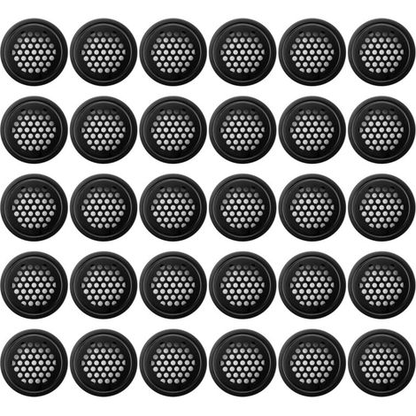 Grille de Ventilation Ronde 35mm Noir pour Armoire Salle de Bain et à Chaussures Lot de 30 Pièces (1/4)