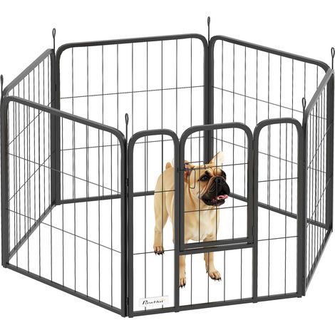 PawHut Six-Panel Dog Playpen with Door, for Indoor, Outdoor, 60cm Tall