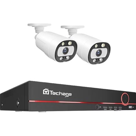 Sistema de cámaras de videovigilancia, resolución de 5 MP, detección de personas mediante IA, NVR de 8 canales, 2 cámaras (b), 1T (a) (1/2)