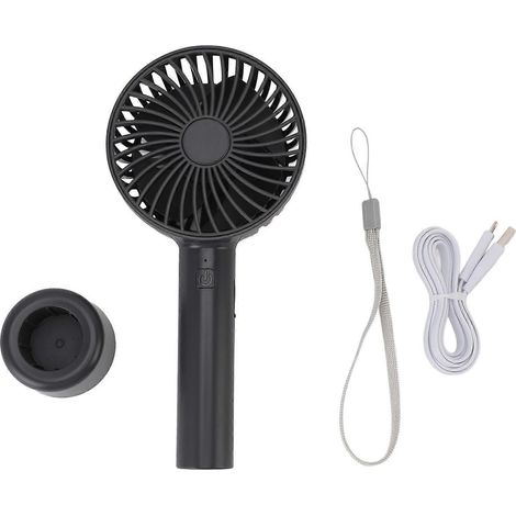 Ventilateur portable rechargeable silencieux 3 vitesses, tenue à la main, longue autonomie pour course, vélo, camping, plage. Base avec cordon, usage quotidien, USB. (1/5)