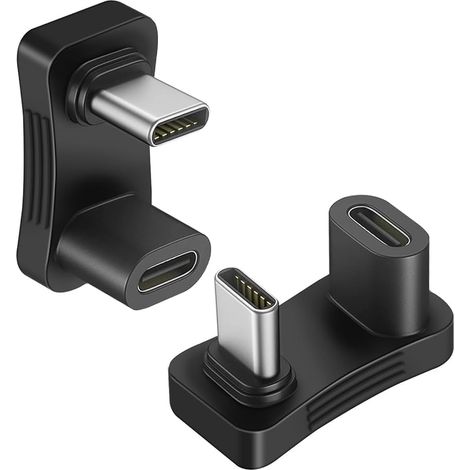 2er-Pack USB-C-auf-USB-C-Adapter (180°), U-förmiger Winkelstecker mit 100-W-PD-Schnellladefunktion, 10 Gbit/s Datenübertragung und 4K-Videoausgabe bei 60 Hz für Steam Deck, Switch und MacBook (1/5)
