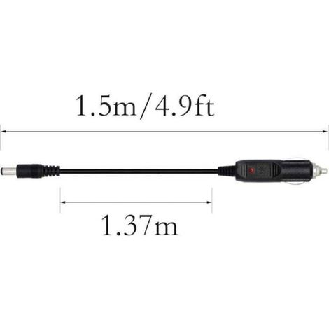 Câble allume-cigare - - DC 5,5x2,5 mm - 1,5 m - Fusible 10A - LED intégrée (1/4)