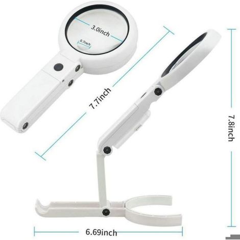 Lampe loupe de bureau pliable avec loupe intégrée - Grossissement 5x/11x - 8 LED - Alimentation USB/piles (1/5)