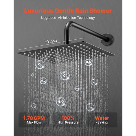 Ensemble de Robinetterie de Douche Encastrable, Système de Douche de Pluie avec Pommeau de Tête Carré de 25,4 cm, Douchette à Main… (1/5)