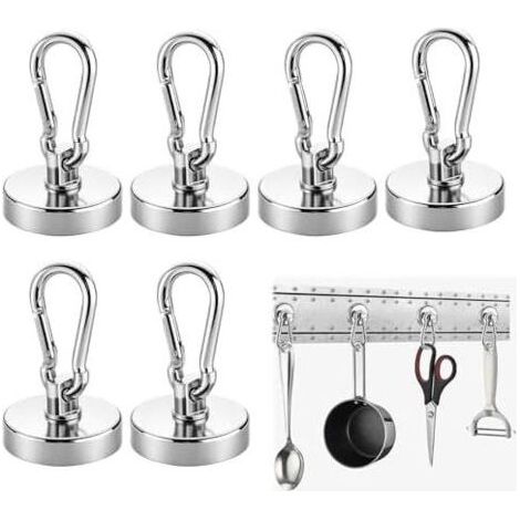 Set mit 6 leistungsstarken Magnethaken für Küchen, Badezimmer, Schränke, Garagen und Fabriken - (1/5)