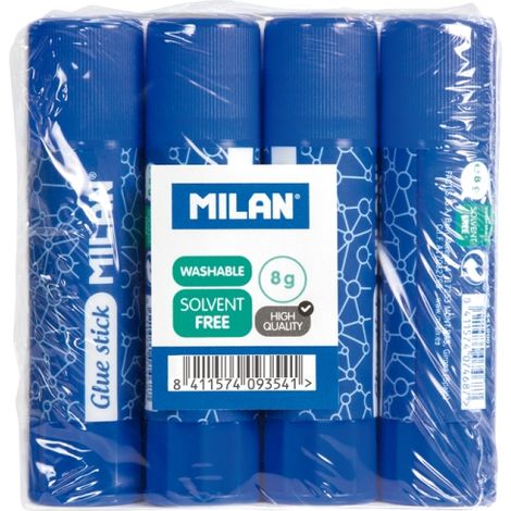 Pack de 4 barras de pegamento en barra de 8 g de la marca Milan.
CaracterÃsticas:
-Pack de 4 barras
-8 g cada una
-Tamaño mediano
-Diámetro: 2cm