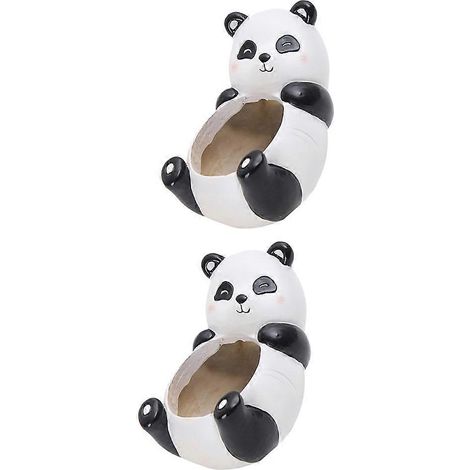 Pot de fleurs succulentes en résine, forme de panda, lot de 2, compatible avec de nombreux usages. (1/5)