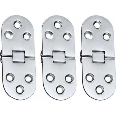 Set di 3 cerniere per tavolo in lega (argento) acciaio inossidabile, cerniera pieghevole per ante pieghevoli, per cassetti, tavoli, scrivanie, macchine da cucire, argento