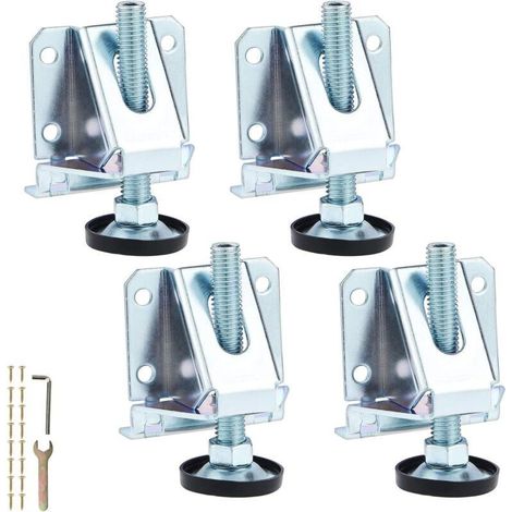 Lot de 4 pieds de nivellement robustes en acier avec écrous de verrouillage, pieds de meuble réglables M10 pour tables, armoires, étagères, meubles Ephé (1/5)