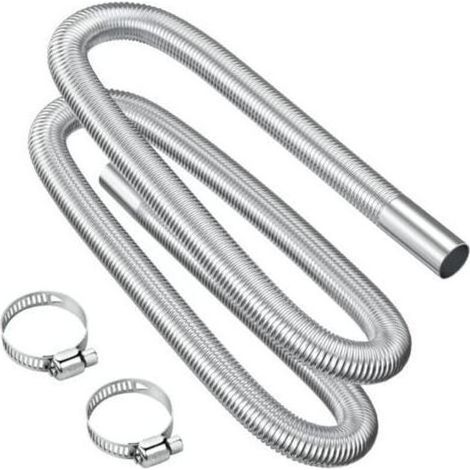 Tuyau d'échappement, 200cm Portable Flexible Tuyau d'échappement en Acier Inoxydable avec 2 Colliers en Acier IOnoxydable, Tuyau d'Echappement de Voiture(25mm) pour Chauffage Diesel Voiture (1/5)
