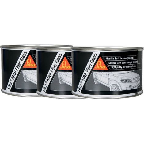 Set di 3 stucchi in fibra di vetro per lamiera - SIKA MRP Fibra di vetro - Grigio - 2kg