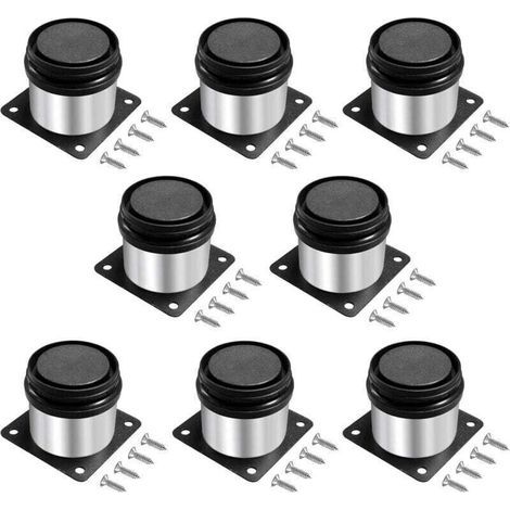 Pièces Pied de Meuble Réglables 5 cm, Pied Reglable pour Meuble, Ronds Métal Acier Inoxydable,Hauteur Réglable 0-15 mm,pour Pied Canapé,Pieds Meuble,Pieds Meuble Cuisine,Table Pieds,Meubles,Avec Vis (1/4)