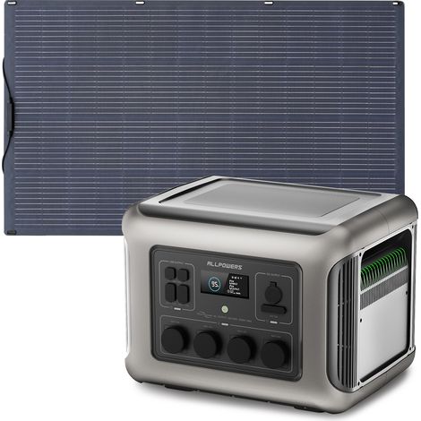 ALLPOWERS R2500 Estación de Energía Portátil con 200W Panel Solar Flexible, 4 Salidas AC 2500W (4000W Pico), 2016Wh Batería LFP, SAI15 ms, Generador Solar Para Camping, Emergencias, Corte de Energía (1/5)