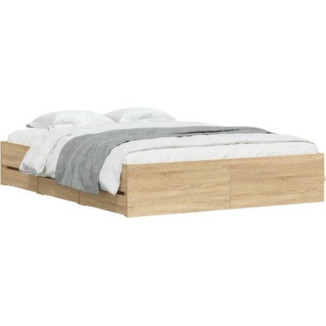 vidaXL Giroletto Cassetti Rovere Sonoma 140x190 cm Legno Multistrato (1/5)