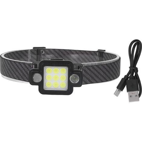 Lampada frontale con luce di segnalazione – 5 modalità – zoomabile – COB – cintura luminosa – campeggio/escursionismo – testa
