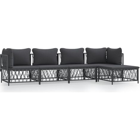 Maison Exclusive - Set Salotto da Giardino 5 pz con Cuscini in Acciaio Antracite (1/5)