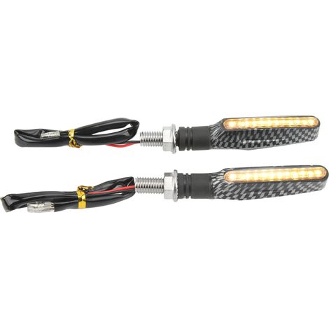 Clignotants LED Moto 12V Paire, Indicateurs pour Roadster Custom Off Road, Fibre de Carbone (1/5)