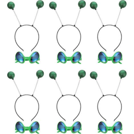 Lot de 12 lunettes créatives en forme de soucoupe volante, serre-tête à boule verte, accessoires de fête-14.00X13.70X9.00CM-Green (1/3)