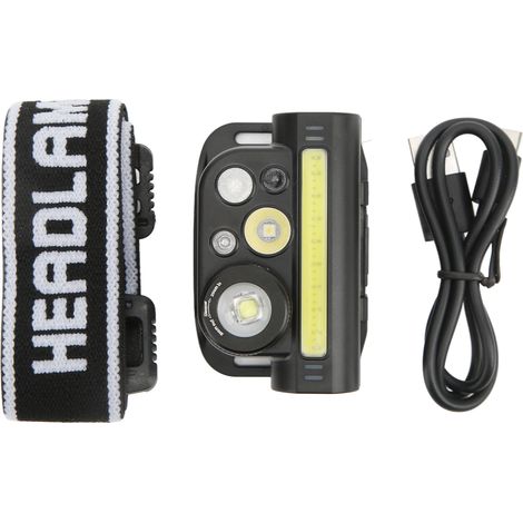 Lampe frontale à détection de mouvement, étanche IPX4, recharge USB-C, bandeau réglable (1/5)