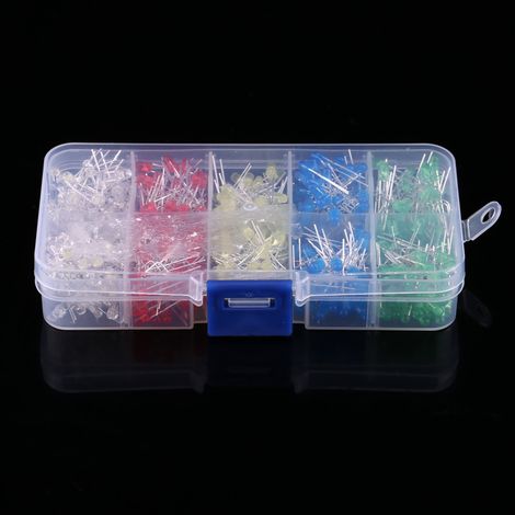 Kit de bricolage de 500 diodes LED 3 mm (blanc, jaune, rouge, bleu, vert) (1/5)
