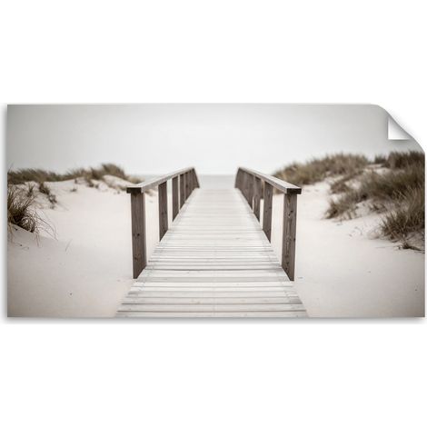 Autocollant mural Ponton sur la plage paysage beige 100x50 (1/3)