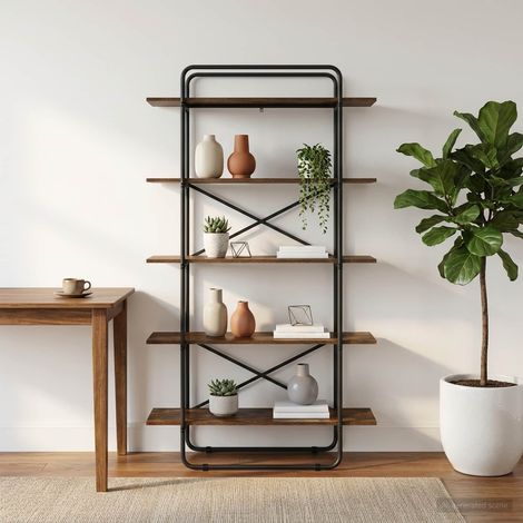 vidaXL Étagère 5 niveaux 100 x 35 x 175,5 cm PB Chêne fumé (1/5)